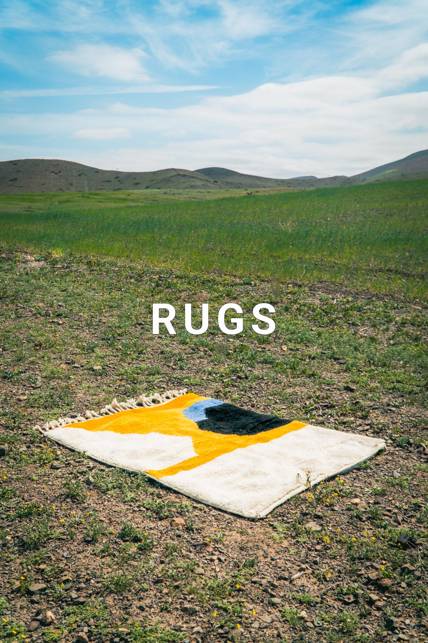 Moroccan handwoven rug with Van Gogh inspired swirl pattern in natural wool